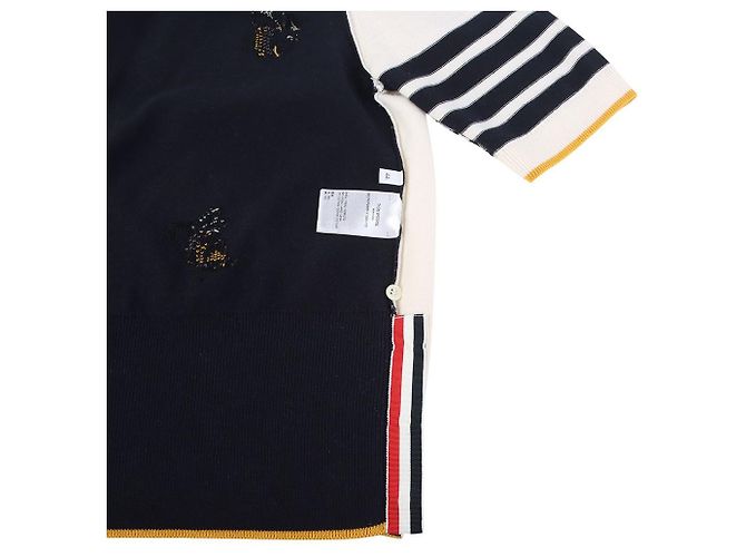 Thom Browne Bird Bee Fun Mix Asymmetrisches Polo Strickgröße - Ansicht 8