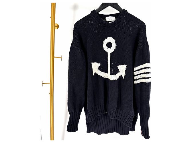 Thom Browne Anchor Icon Oversized Crewneck Strickpullover Navy - Ansicht 2