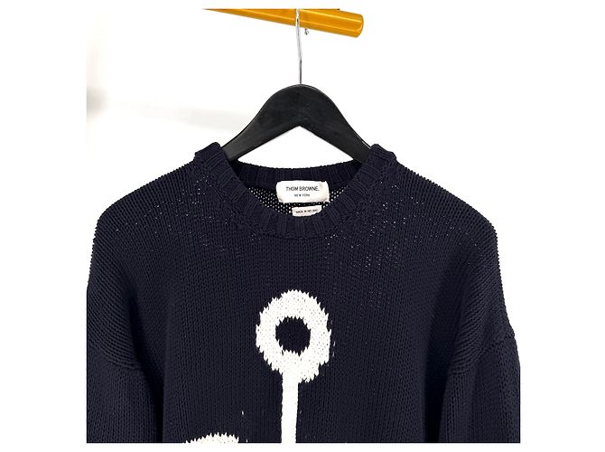Thom Browne Anchor Icon Oversized Crewneck Strickpullover Navy - Ansicht 4
