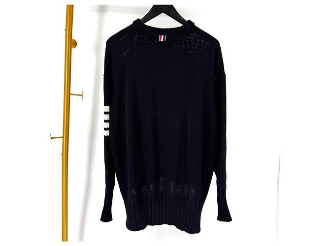 Thom Browne Anchor Icon Oversized Crewneck Strickpullover Navy - Ansicht 5