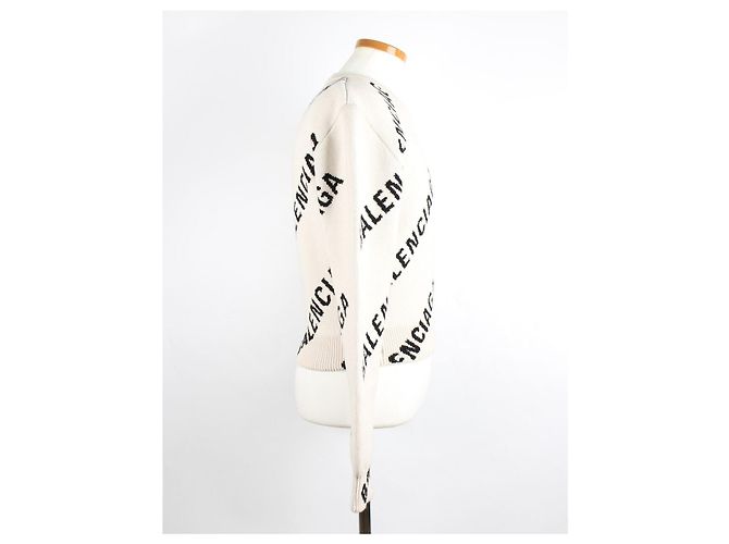 Balenciaga Multi Logo Oversized Strickpullover Weiß - Ansicht 5