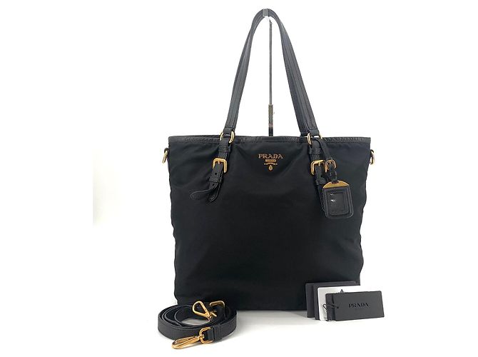 Prada Saco Tote de Nylon com Logótipo Dourado - vista 8