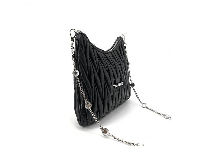 Miu Miu Borsa a tracolla Materasse Crystal Chain - vista 5