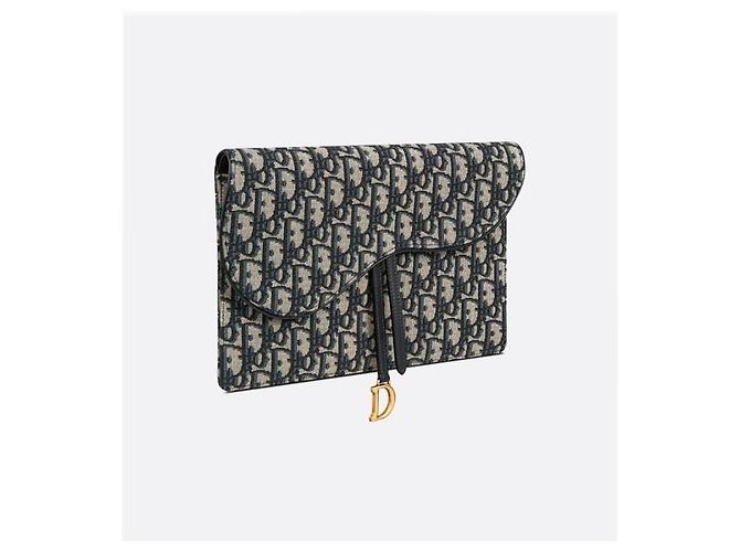 Dior Pochette Saddle Blue Oblique Jacquard - vista 3