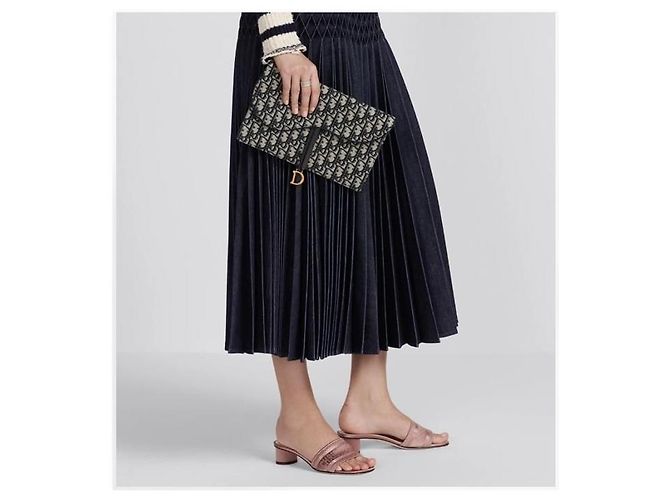 Dior Pochette Saddle Blue Oblique Jacquard - vista 7