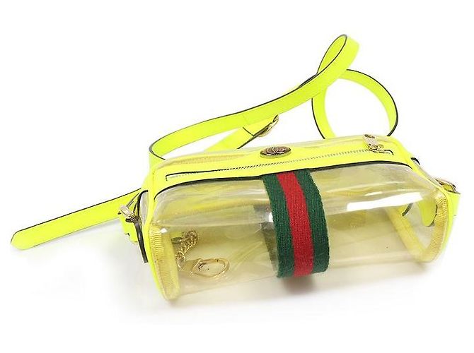 Gucci Borsa a tracolla Mini WEB Ophidia in PVC Neon Clear - vista 4