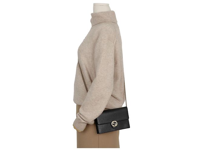 Gucci Borsa crossbody portafoglio mini catena Interlocking da donna Nero - view 14
