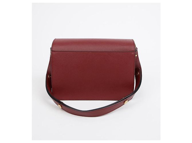Marni Borsa a tracolla Trunk Medium in pelle Saffiano Ruby Burgundy - vista 3