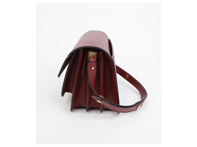 Marni Borsa a tracolla Trunk Medium in pelle Saffiano Ruby Burgundy - vista 4