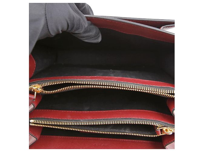 Marni Borsa a tracolla Trunk Medium in pelle Saffiano Ruby Burgundy - vista 9