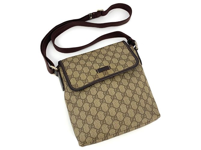 Borsa a tracolla Gucci in PVC marrone - vista 3