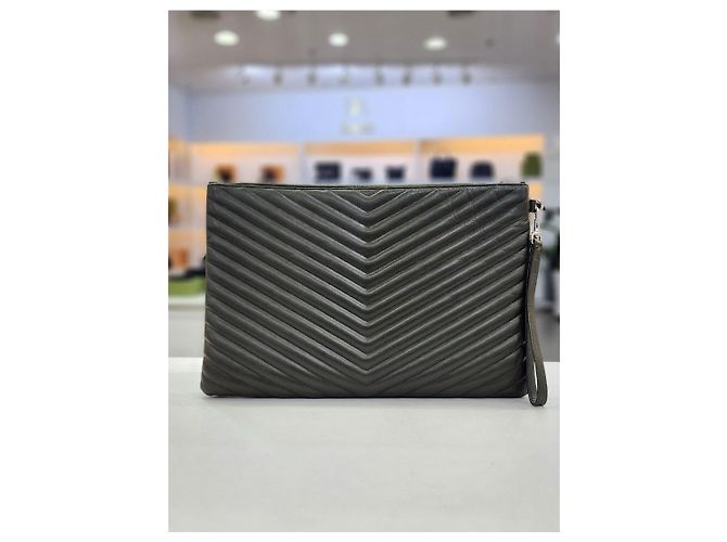 Autre Marque Clutch Grande Matelassé Argento - vista 5
