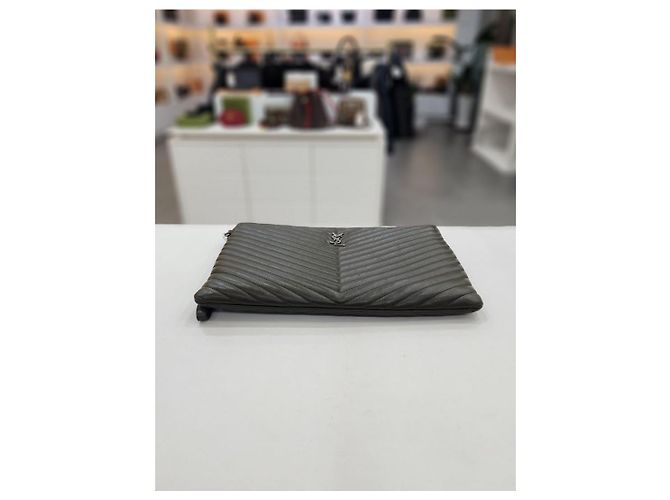 Autre Marque Clutch Grande Matelassé Argento - vista 6