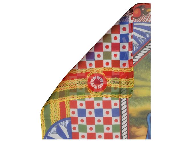 Dolce & Gabbana Foulard quadrato in seta stampata multicolore - vista 2