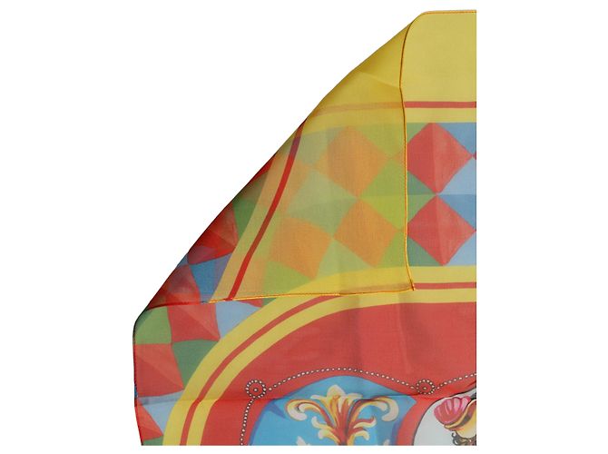 Dolce & Gabbana Foulard in seta con stampa Carretto multicolore - vista 3
