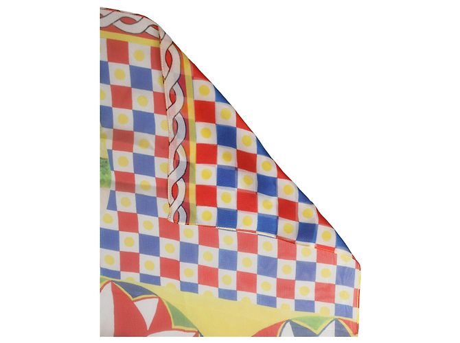 Dolce & Gabbana Multicolor Silk Carretto Foulard Scarf - view 3