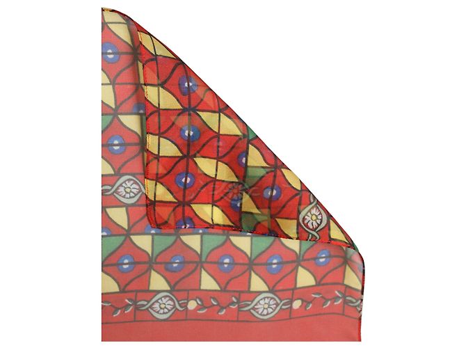 Dolce & Gabbana Sciarpa stola scialle in seta rossa con stampa geometrica - vista 2