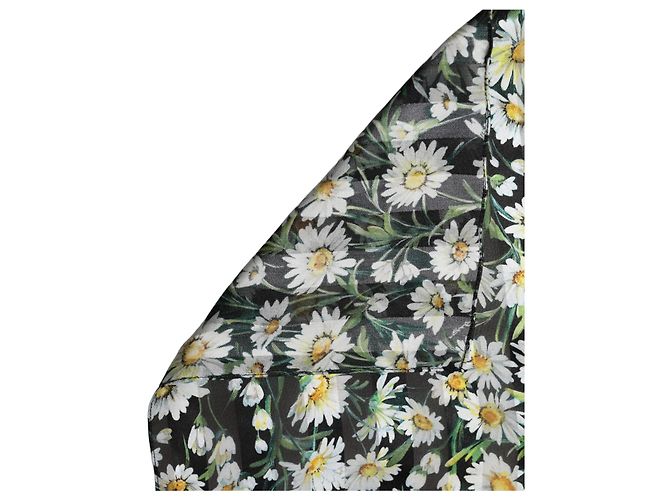 Dolce & Gabbana Stola lunga in chiffon di seta nera con margherite - vista 4