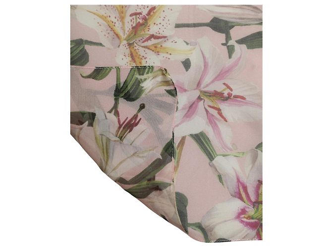 Dolce & Gabbana Estola Longa Lenço de Chiffon de Seda Floral Rosa - vista 3