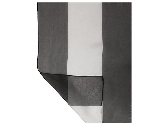 Dolce & Gabbana Sciarpa stola scialle in seta a righe bianco e nero - vista 4