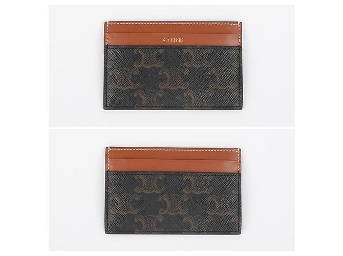 Céline Medium Tri-Fold Kartenetui aus Canvas und Kalbsleder - Ansicht 2