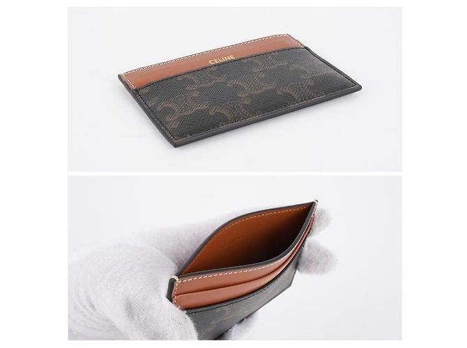 Céline Medium Tri-Fold Kartenetui aus Canvas und Kalbsleder - Ansicht 3