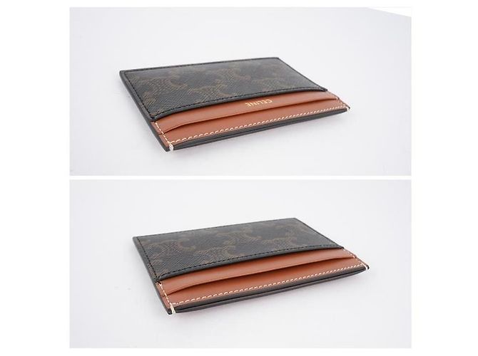 Céline Medium Tri-Fold Kartenetui aus Canvas und Kalbsleder - Ansicht 4