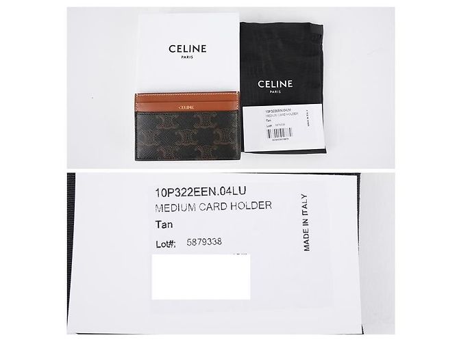Céline Medium Tri-Fold Kartenetui aus Canvas und Kalbsleder - Ansicht 5