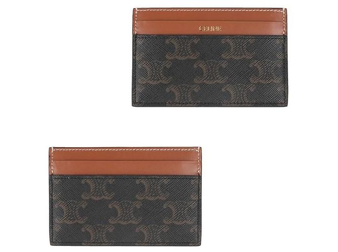 Céline Medium Tri-Fold Kartenetui aus Canvas und Kalbsleder - Ansicht 6
