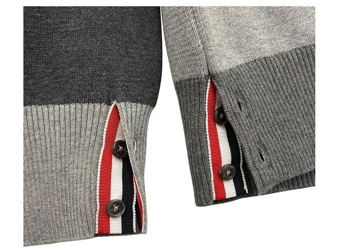 Thom Browne Strickjacke mit diagonalen Streifen Grau - Ansicht 11