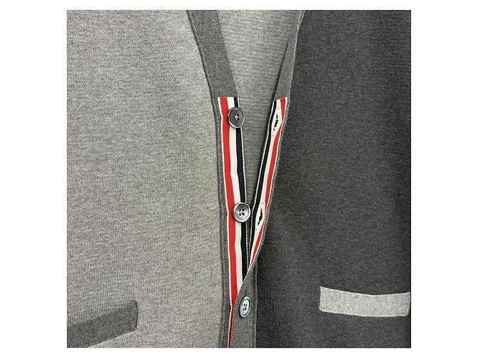 Thom Browne Strickjacke mit diagonalen Streifen Grau - Ansicht 3