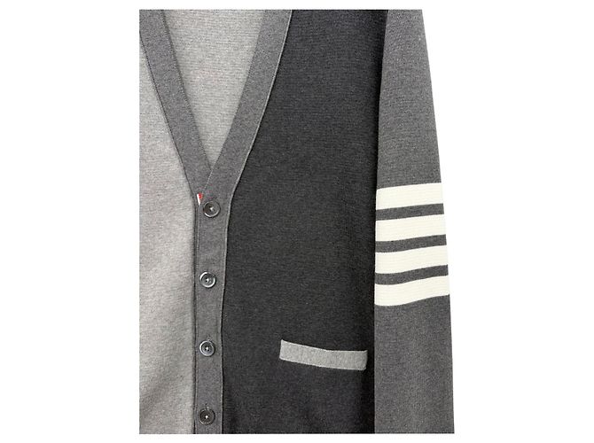 Thom Browne Strickjacke mit diagonalen Streifen Grau - Ansicht 5