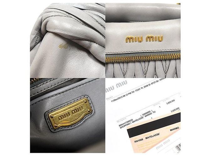 Miu Miu Graue Napa Matelassé Tote Bag - Ansicht 7