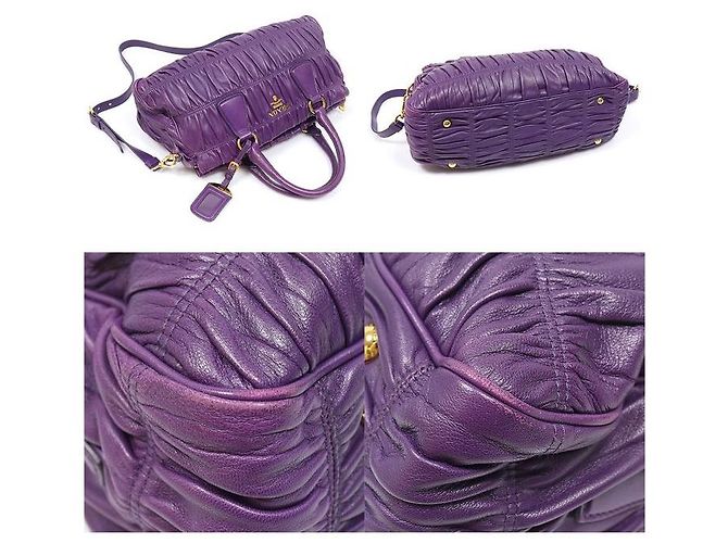 Borsa tote Prada Nappa Gofre in pelle viola - vista 5