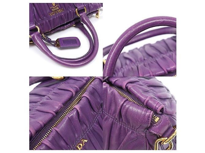 Borsa tote Prada Nappa Gofre in pelle viola - vista 6