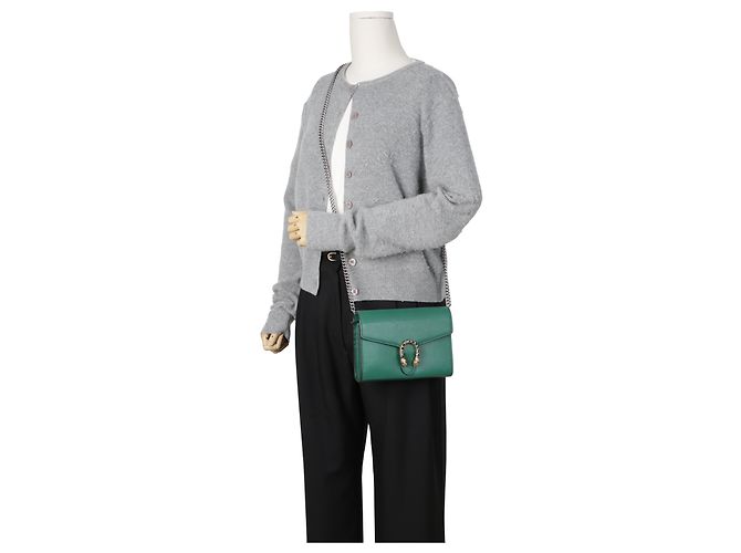 Gucci Cartera de cadena Mini Dionysus de piel Verde - vista 17