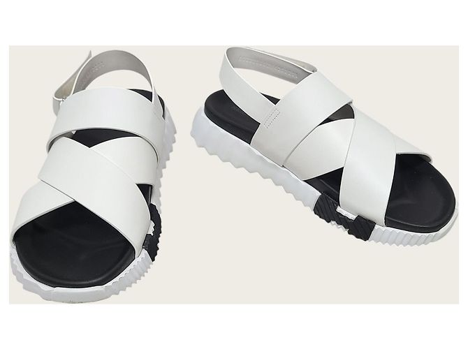 Hermès Sandali Electric in pelle White Black - vista 4
