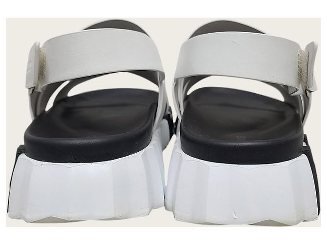 Hermès Sandali Electric in pelle White Black - vista 7