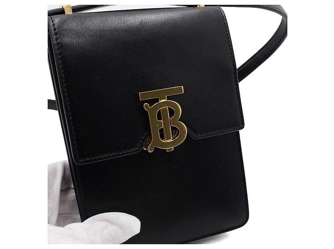 Burberry Mini borsa a tracolla porta cellulare in pelle nera - vista 8