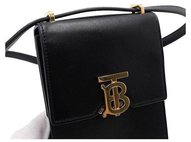 Burberry Mini borsa a tracolla porta cellulare in pelle nera - vista 9