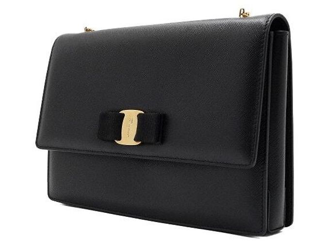 Salvatore Ferragamo Borsa a tracolla GINNY nera con catena dorata - vista 3