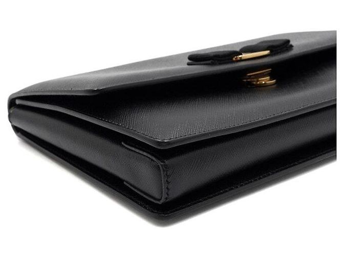 Salvatore Ferragamo Borsa a tracolla GINNY nera con catena dorata - vista 9