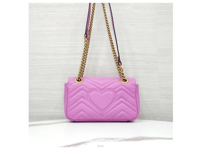 Gucci Mini borsa a tracolla con catena matelassé rosa - vista 3
