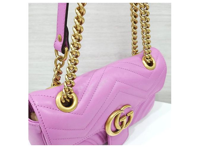 Gucci Mini borsa a tracolla con catena matelassé rosa - vista 4