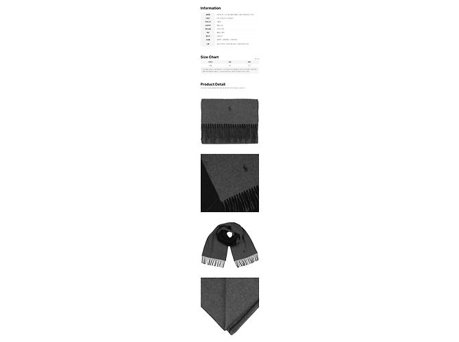 Ralph Lauren Sciarpa in lana con ricamo pony Black Gray - vista 2