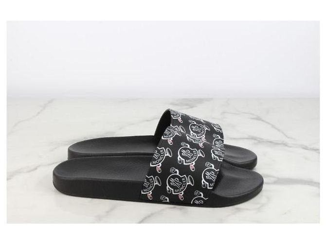 Moncler Ciabatte Basil Logo Slide Slipper Black - vista 2