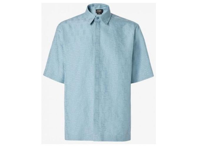 Fendi Camicia a maniche corte in jacquard FF in lino - vista 4