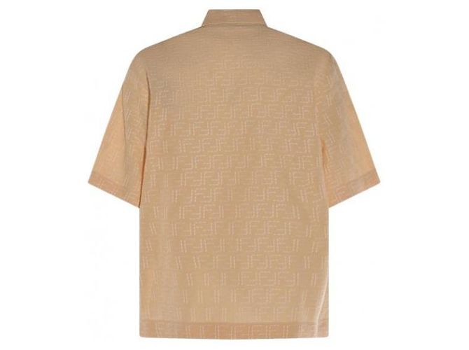 Fendi Camicia a maniche corte in jacquard FF in lino - vista 5