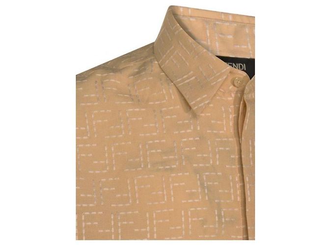 Fendi Camicia a maniche corte in jacquard FF in lino - vista 6