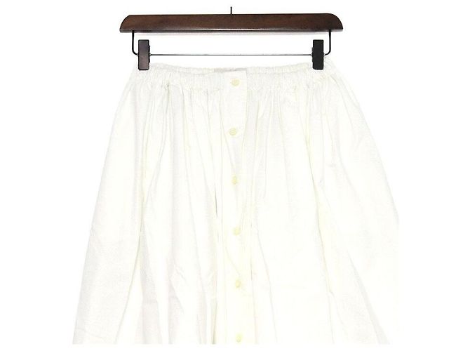 Miu Miu Gonna lunga in popeline bianca da donna - vista 2